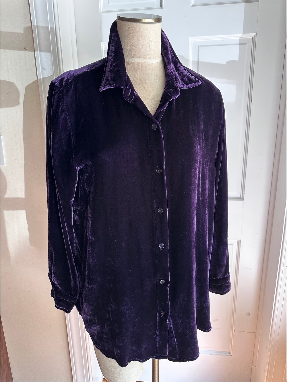 Soft Surroundings Silk Blend Rich Purple Color Blouse Size L